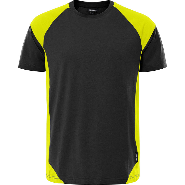 Fristads Heavy UV-Protective T-Shirt - 7046 GTM Black/Hi-Vis Yellow Front1#colour_black-hi-vis-yellow