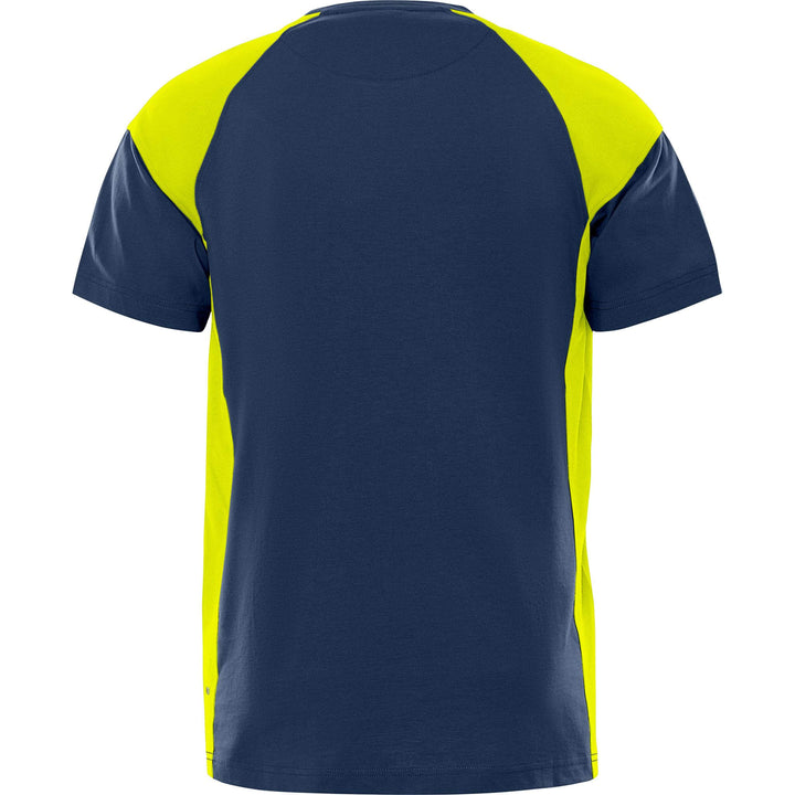 Fristads Heavy UV-Protective T-Shirt - 7046 GTM Navy/Hi-Vis Yellow Back1#colour_navy-hi-vis-yellow