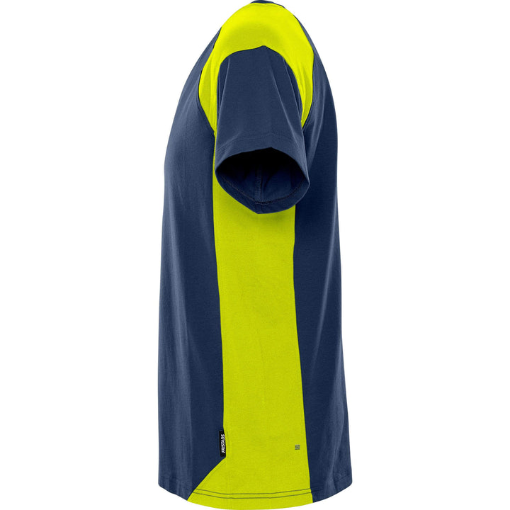Fristads Heavy UV-Protective T-Shirt - 7046 GTM Navy/Hi-Vis Yellow Back2#colour_navy-hi-vis-yellow