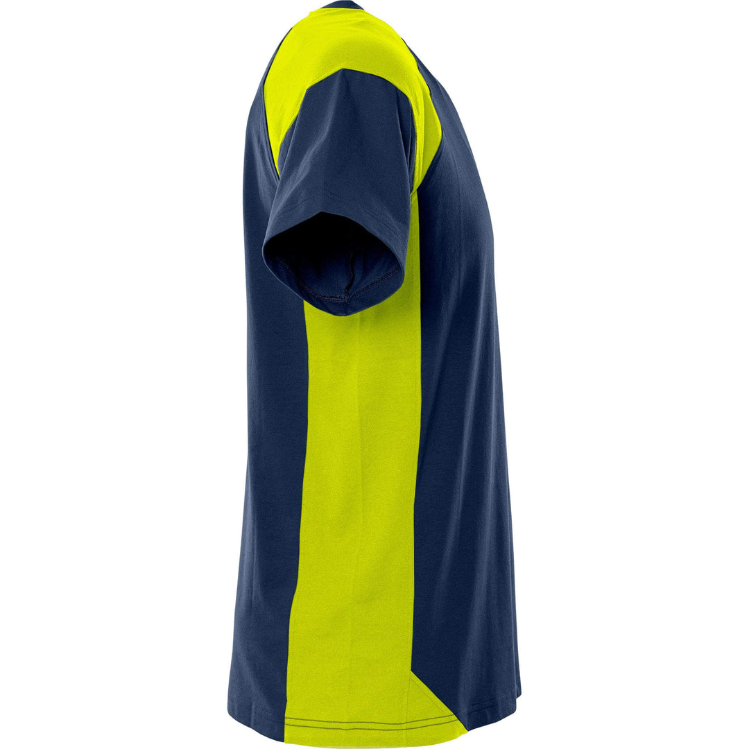 Fristads Heavy UV-Protective T-Shirt - 7046 GTM Navy/Hi-Vis Yellow Back3#colour_navy-hi-vis-yellow