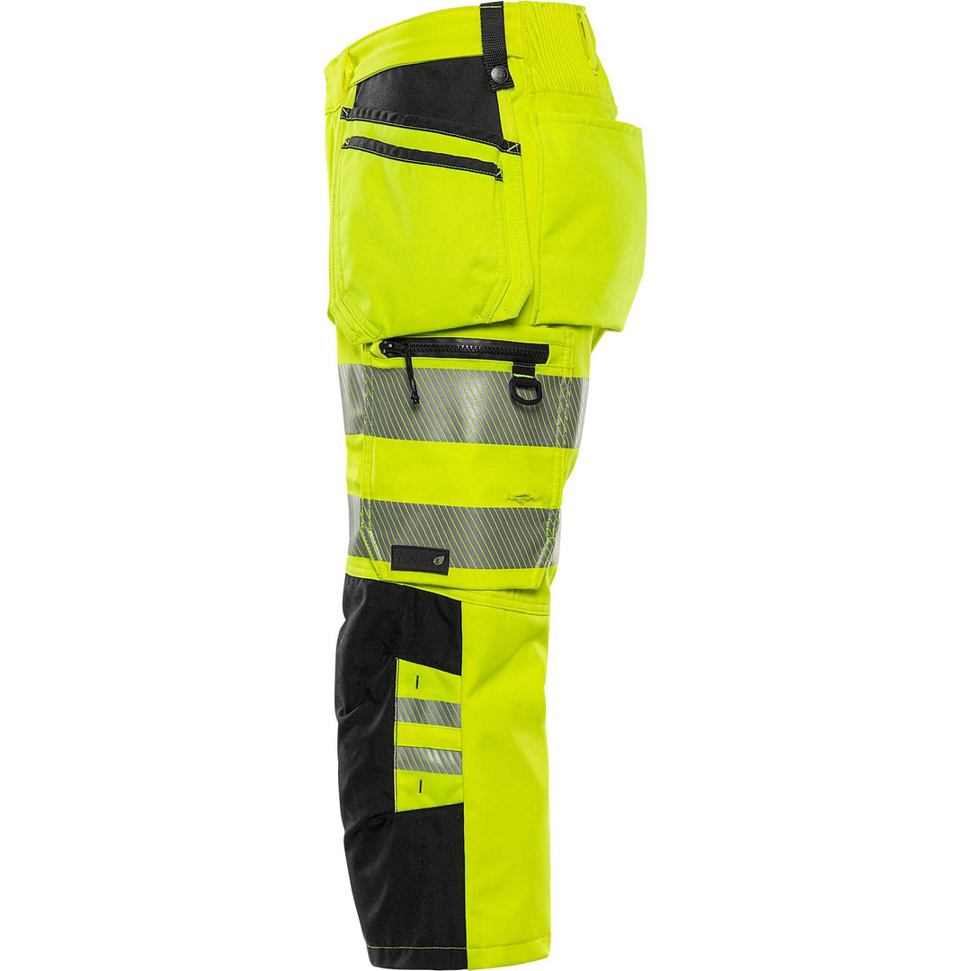 Fristads Hi-Vis 4-Way-Stretch Pirate Trousers Class 2 - 2666 GSTP Hi-Vis Yellow/Black Back2#colour_hi-vis-yellow-black