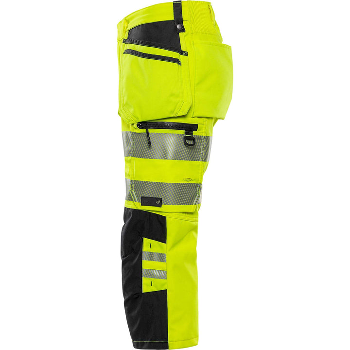 Fristads Hi-Vis 4-Way-Stretch Pirate Trousers Class 2 - 2666 GSTP Hi-Vis Yellow/Black Back2#colour_hi-vis-yellow-black