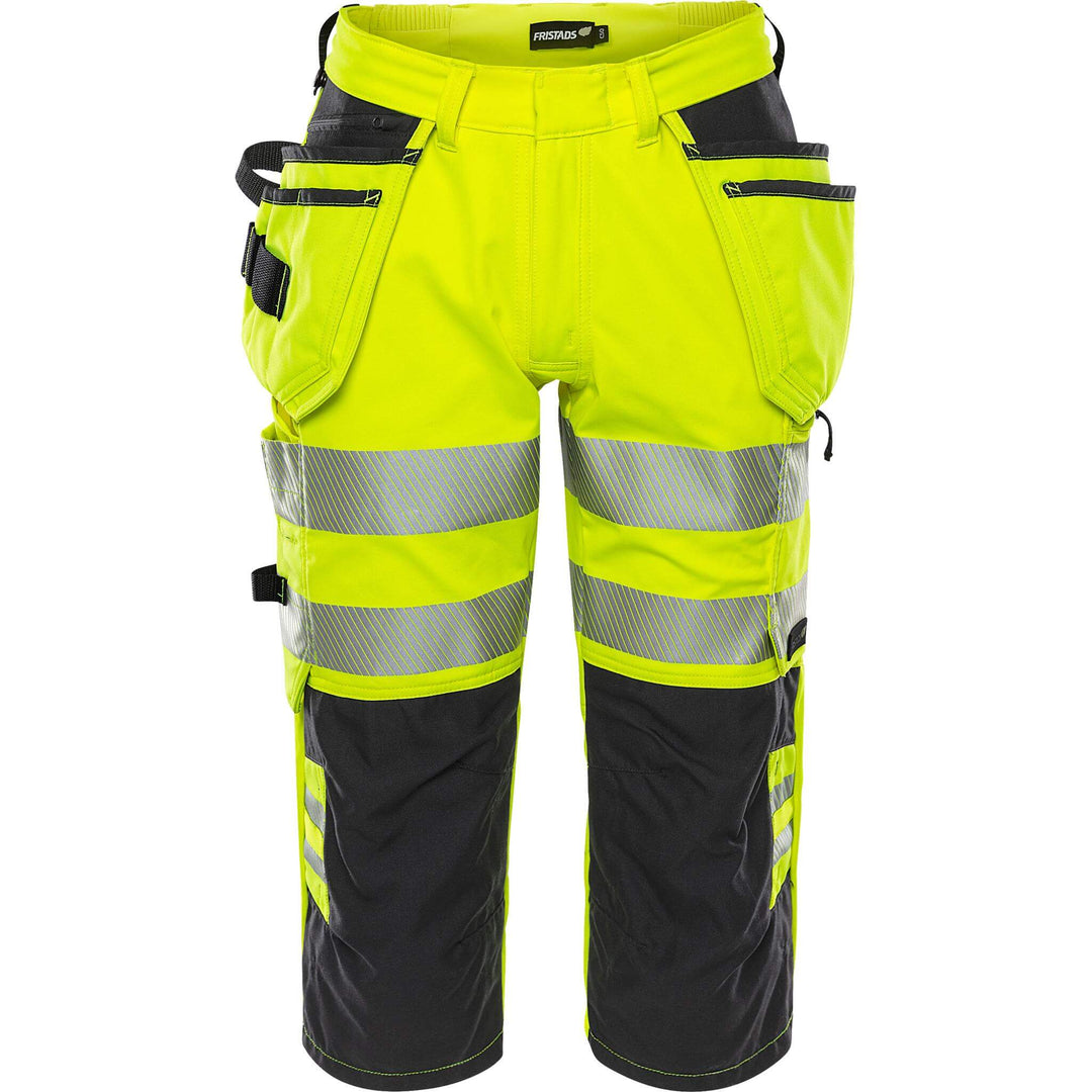 Fristads Hi-Vis 4-Way-Stretch Pirate Trousers Class 2 - 2666 GSTP Hi-Vis Yellow/Black Front1#colour_hi-vis-yellow-black