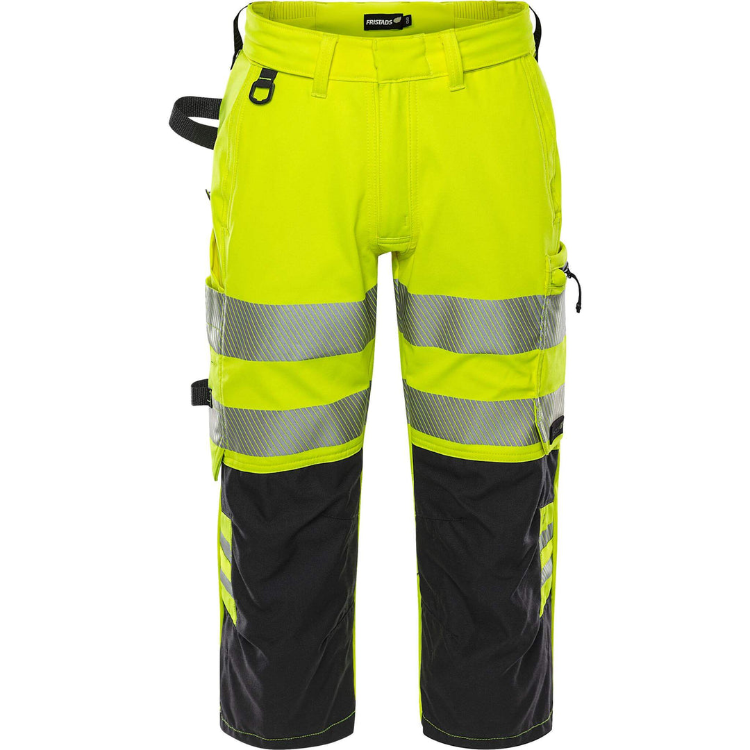 Fristads Hi-Vis 4-Way-Stretch Pirate Trousers Class 2 - 2666 GSTP Hi-Vis Yellow/Black Front2#colour_hi-vis-yellow-black