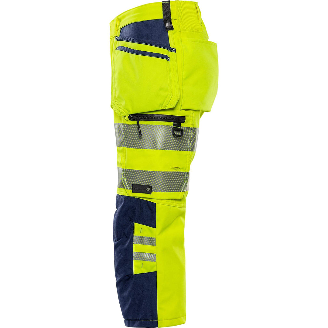 Fristads Hi-Vis 4-Way-Stretch Pirate Trousers Class 2 - 2666 GSTP Hi-Vis Yellow/Navy Back2#colour_hi-vis-yellow-navy