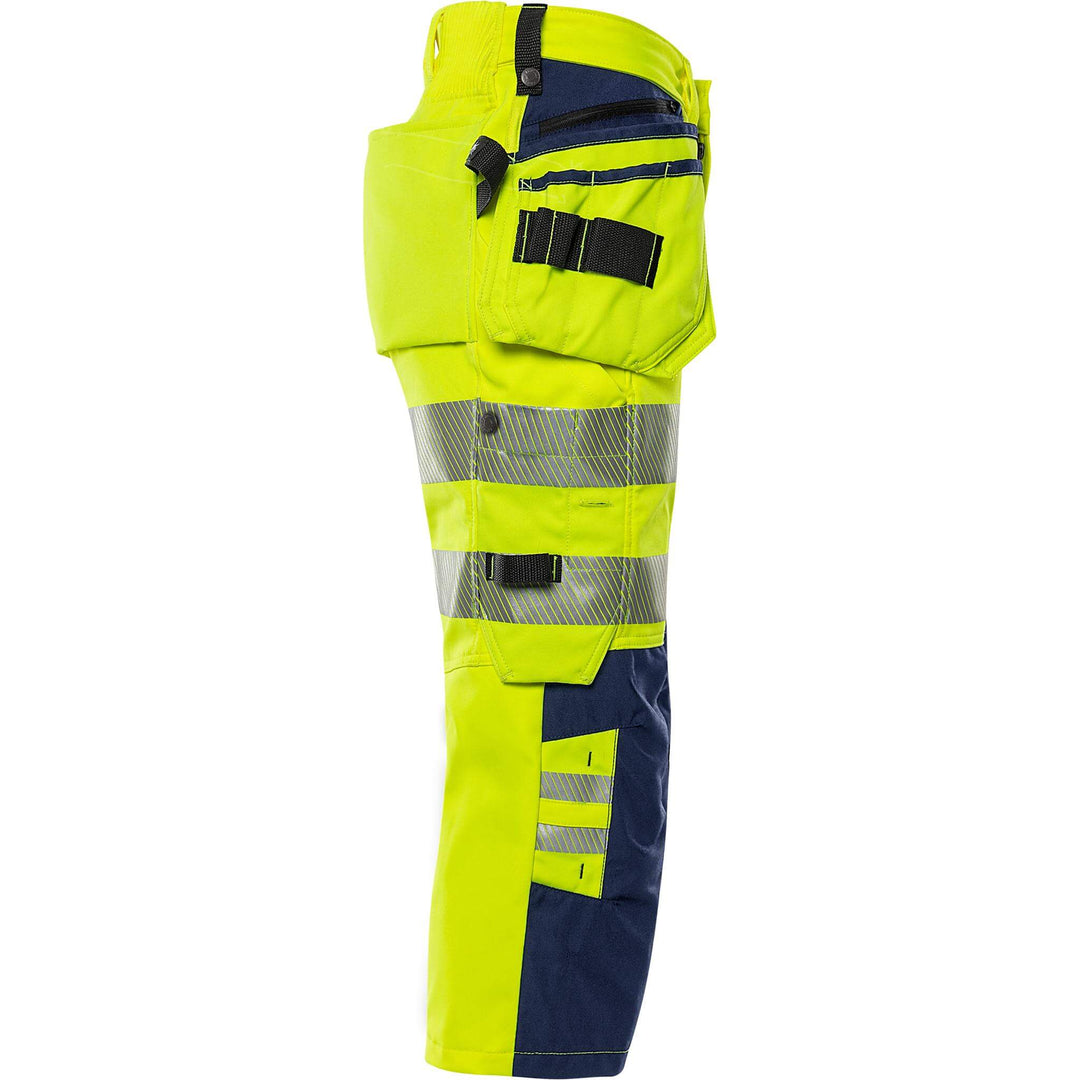 Fristads Hi-Vis 4-Way-Stretch Pirate Trousers Class 2 - 2666 GSTP Hi-Vis Yellow/Navy Back3#colour_hi-vis-yellow-navy