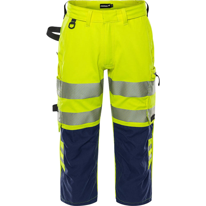 Fristads Hi-Vis 4-Way-Stretch Pirate Trousers Class 2 - 2666 GSTP Hi-Vis Yellow/Navy Front2#colour_hi-vis-yellow-navy