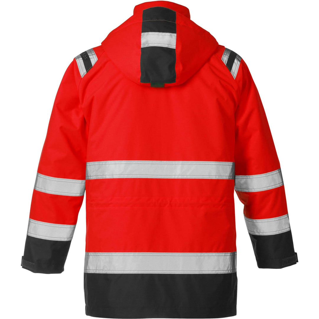Fristads Hi-Vis Airtech 3-In-1 Waterproof Breathable Insulated Winter Parka Jacket Class 3 - 4036 GTT Hi-Vis Red/Black Back1#colour_hi-vis-red-black