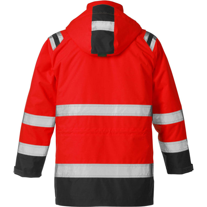 Fristads Hi-Vis Airtech 3-In-1 Waterproof Breathable Insulated Winter Parka Jacket Class 3 - 4036 GTT Hi-Vis Red/Black Back1#colour_hi-vis-red-black