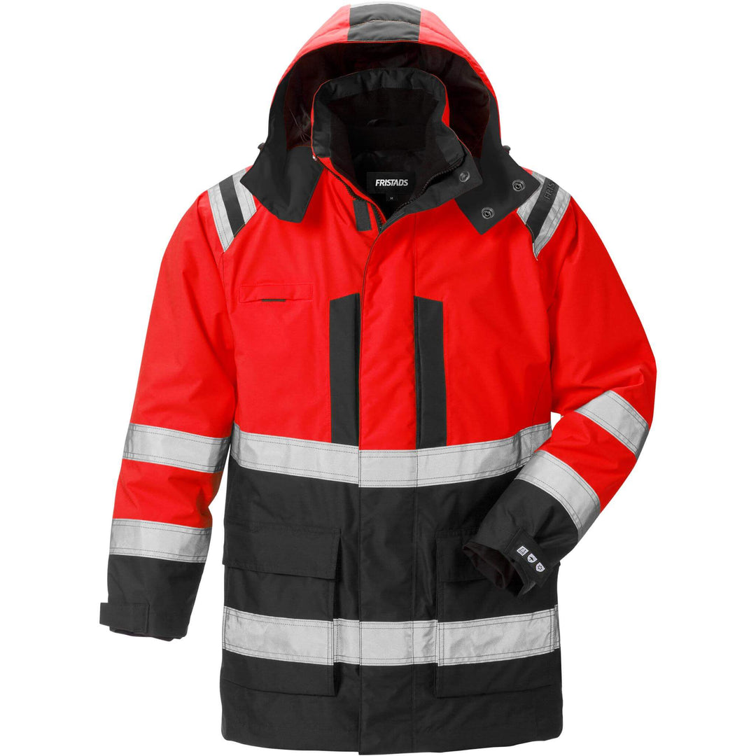 Fristads Hi-Vis Airtech 3-In-1 Waterproof Breathable Insulated Winter Parka Jacket Class 3 - 4036 GTT Hi-Vis Red/Black Front1#colour_hi-vis-red-black
