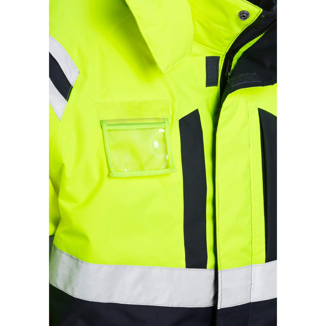 Fristads Hi-Vis Airtech Waterproof Breathable Insulated Winter Coverall Class 3 - 8015 GTT Hi-Vis Yellow/Navy Detail1#colour_hi-vis-yellow-navy