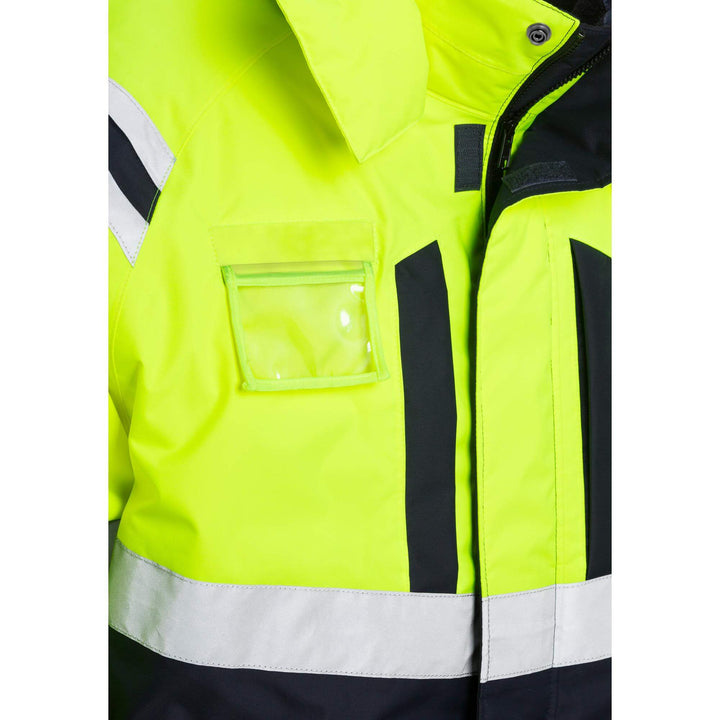 Fristads Hi-Vis Airtech Waterproof Breathable Insulated Winter Coverall Class 3 - 8015 GTT Hi-Vis Yellow/Navy Detail1#colour_hi-vis-yellow-navy
