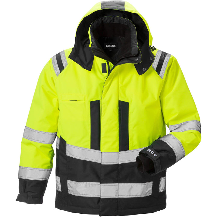 Fristads Hi-Vis Airtech Waterproof Breathable Insulated Winter Jacket Class 3 - 4035 GTT Hi-Vis Yellow/Black Front1#colour_hi-vis-yellow-black