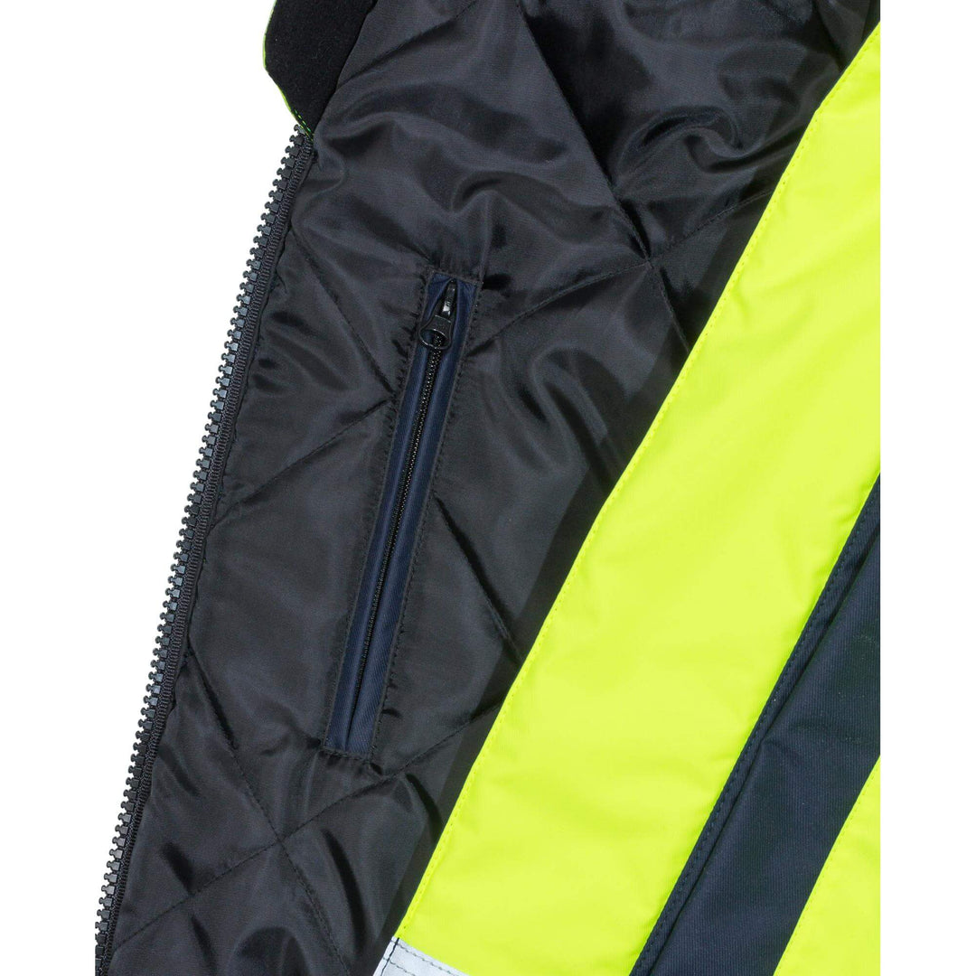 Fristads Hi-Vis Airtech Waterproof Breathable Insulated Winter Jacket Class 3 - 4035 GTT Hi-Vis Yellow/Navy Detail1#colour_hi-vis-yellow-navy