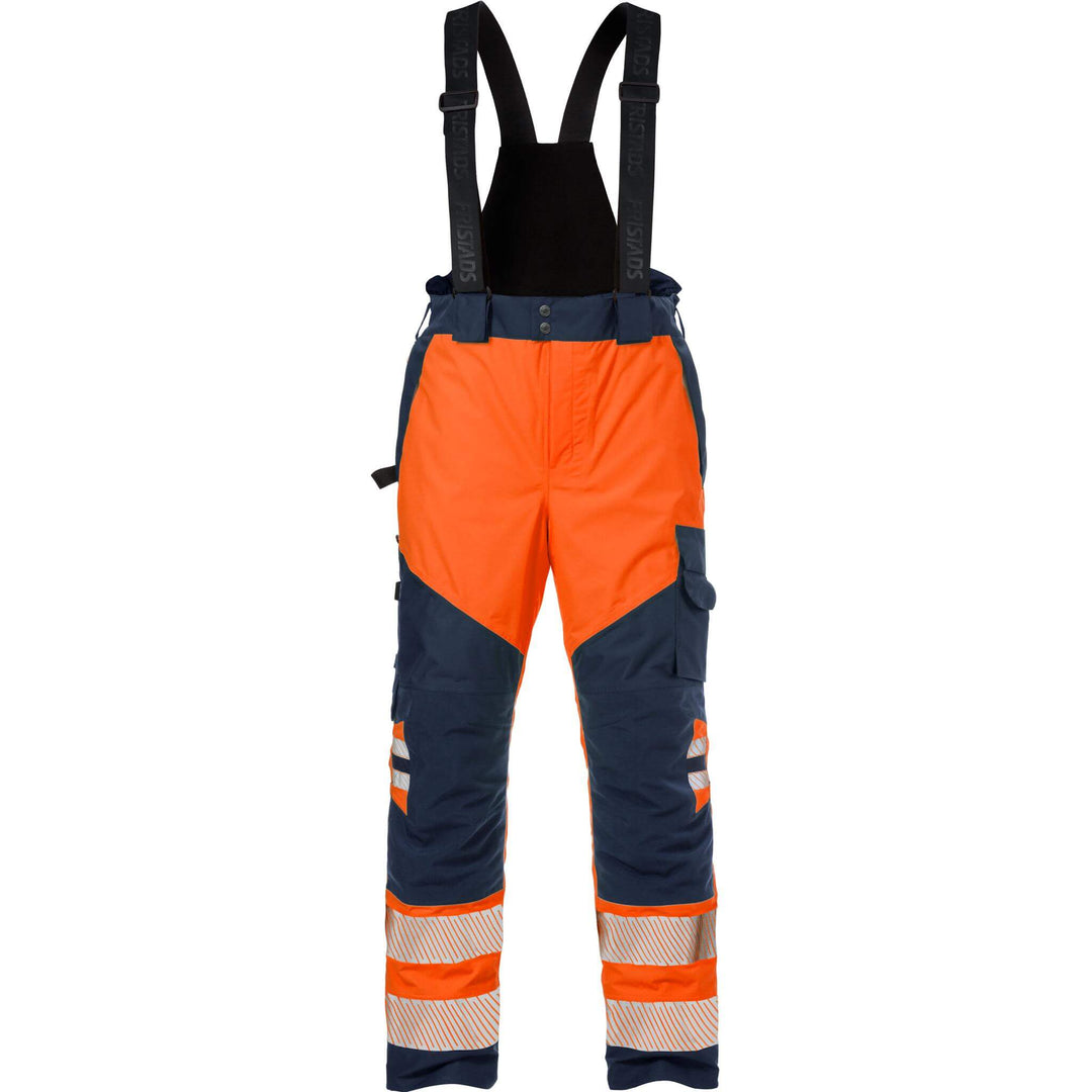 Fristads Hi-Vis Airtech Waterproof Breathable Knee Pad Shell Trousers Class 2 - 2515 GTT Hi-Vis Orange/Navy Front1#colour_hi-vis-orange-navy