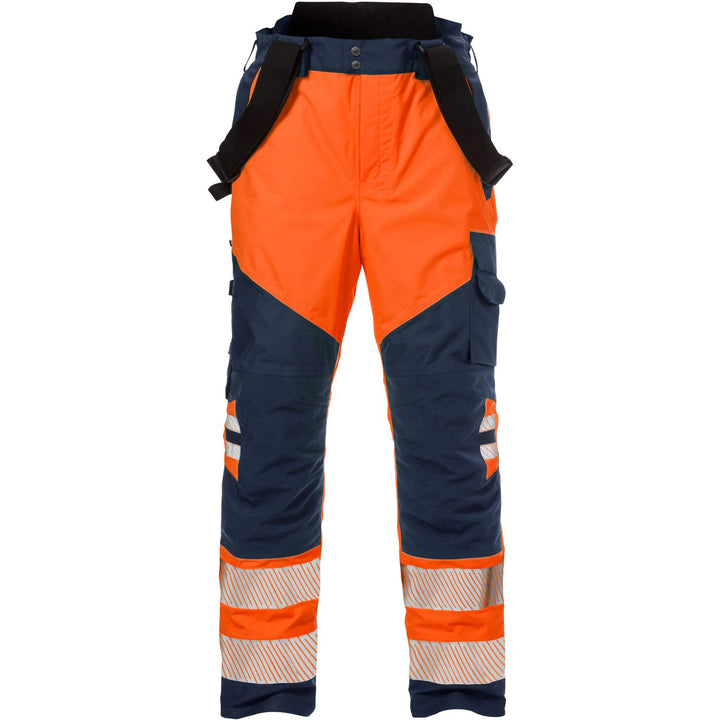 Fristads Hi-Vis Airtech Waterproof Breathable Knee Pad Shell Trousers Class 2 - 2515 GTT Hi-Vis Orange/Navy Front2#colour_hi-vis-orange-navy
