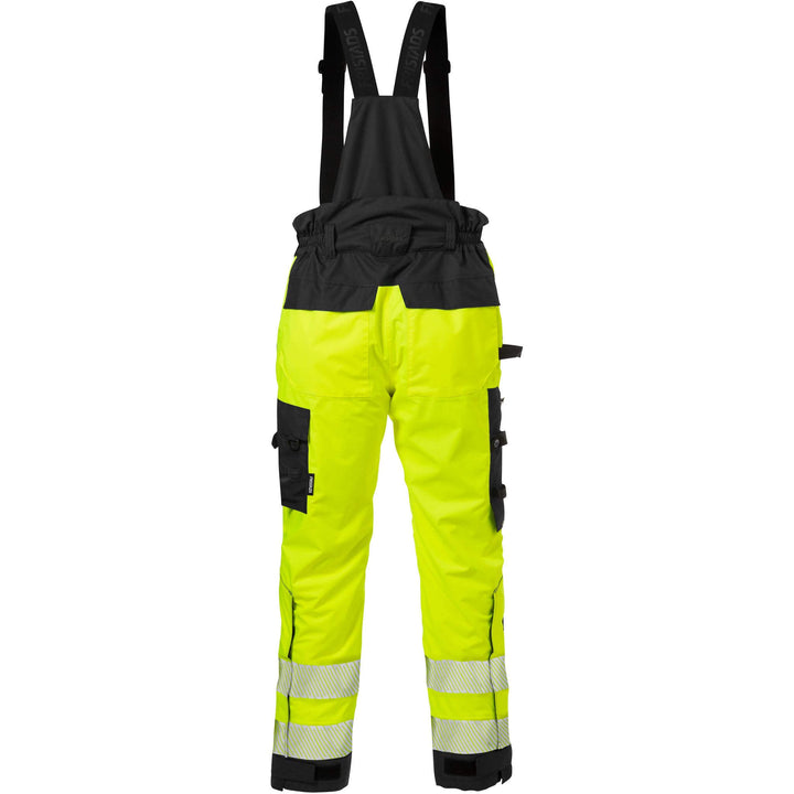 Fristads Hi-Vis Airtech Waterproof Breathable Knee Pad Shell Trousers Class 2 - 2515 GTT Hi-Vis Yellow/Black Back1#colour_hi-vis-yellow-black