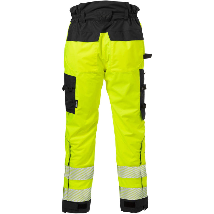 Fristads Hi-Vis Airtech Waterproof Breathable Knee Pad Shell Trousers Class 2 - 2515 GTT Hi-Vis Yellow/Black Back3#colour_hi-vis-yellow-black
