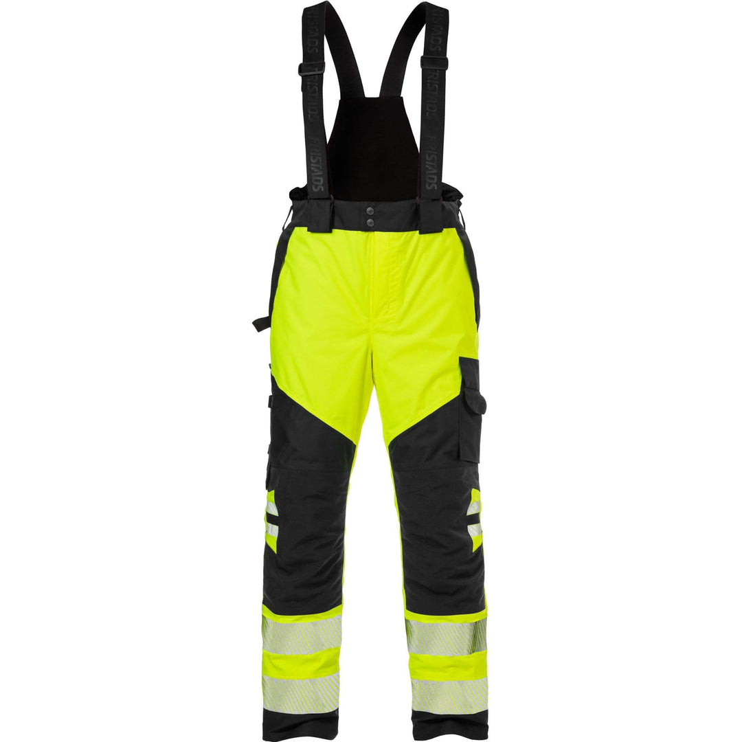 Fristads Hi-Vis Airtech Waterproof Breathable Knee Pad Shell Trousers Class 2 - 2515 GTT Hi-Vis Yellow/Black Front1#colour_hi-vis-yellow-black