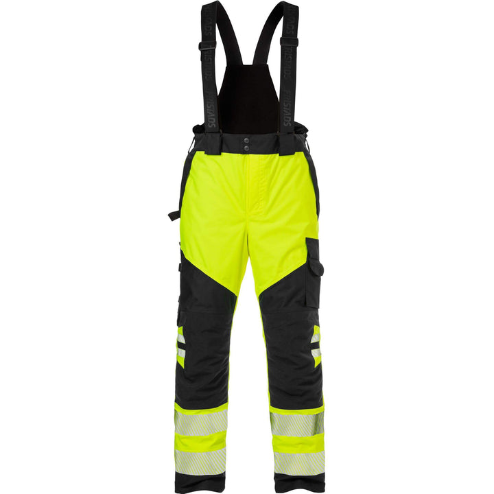 Fristads Hi-Vis Airtech Waterproof Breathable Knee Pad Shell Trousers Class 2 - 2515 GTT Hi-Vis Yellow/Black Front1#colour_hi-vis-yellow-black
