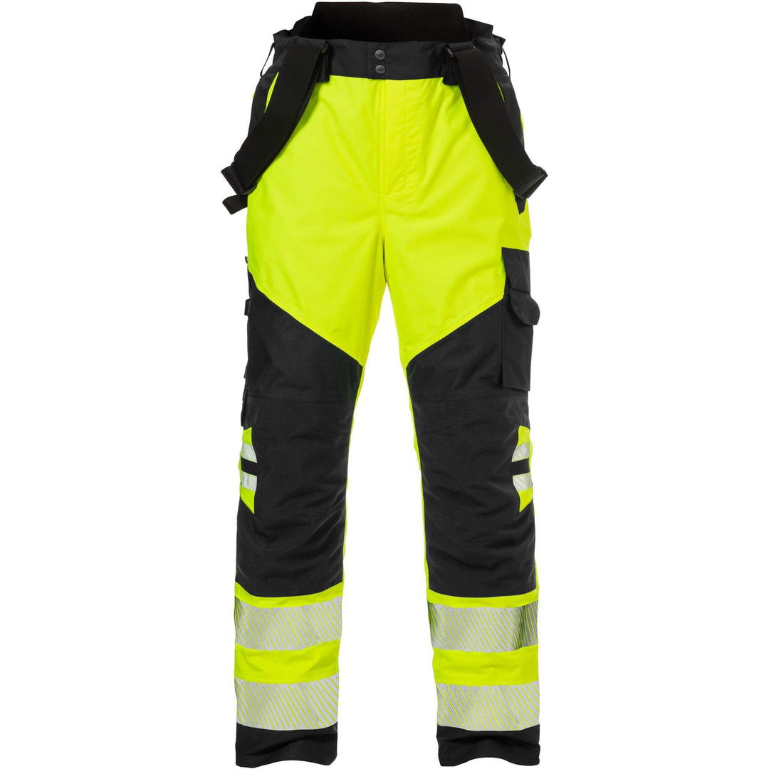 Fristads Hi-Vis Airtech Waterproof Breathable Knee Pad Shell Trousers Class 2 - 2515 GTT Hi-Vis Yellow/Black Front2#colour_hi-vis-yellow-black