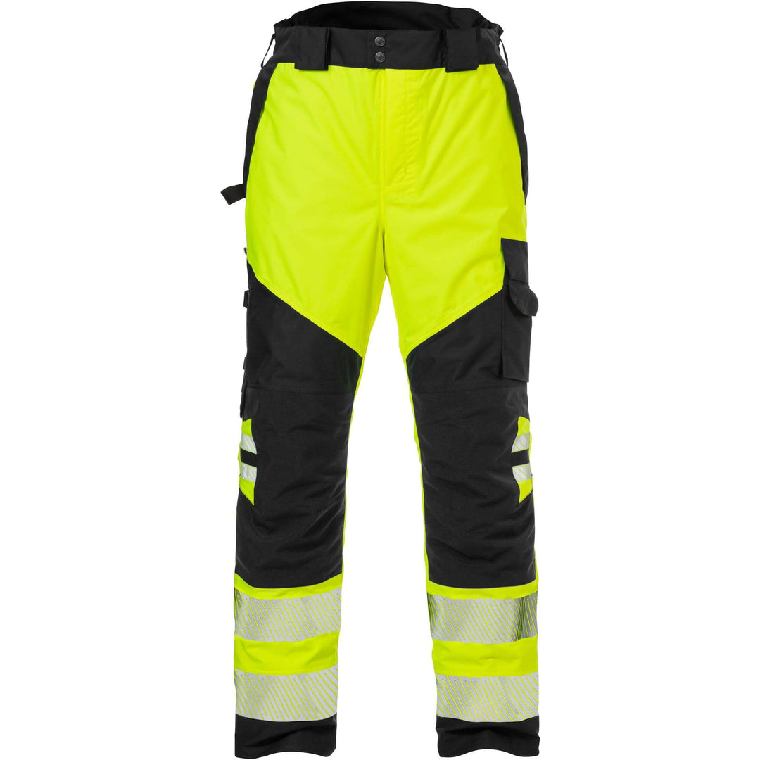 Fristads Hi-Vis Airtech Waterproof Breathable Knee Pad Shell Trousers Class 2 - 2515 GTT Hi-Vis Yellow/Black Front3#colour_hi-vis-yellow-black