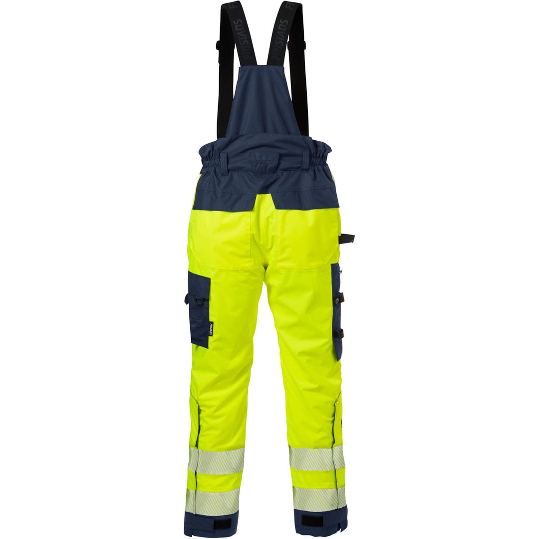 Fristads Hi-Vis Airtech Waterproof Breathable Knee Pad Shell Trousers Class 2 - 2515 GTT Hi-Vis Yellow/Navy Back1#colour_hi-vis-yellow-navy