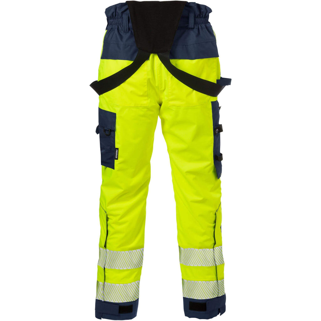 Fristads Hi-Vis Airtech Waterproof Breathable Knee Pad Shell Trousers Class 2 - 2515 GTT Hi-Vis Yellow/Navy Back2#colour_hi-vis-yellow-navy