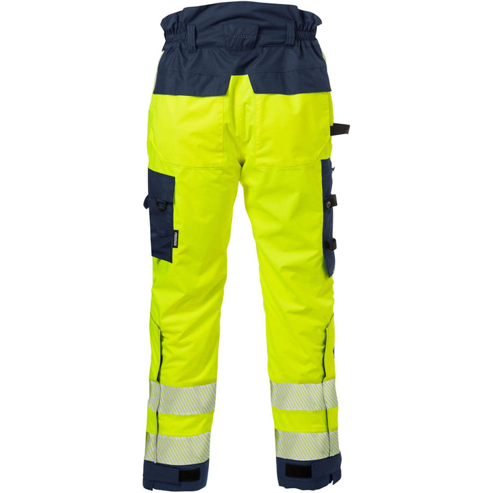 Fristads Hi-Vis Airtech Waterproof Breathable Knee Pad Shell Trousers Class 2 - 2515 GTT Hi-Vis Yellow/Navy Back3#colour_hi-vis-yellow-navy