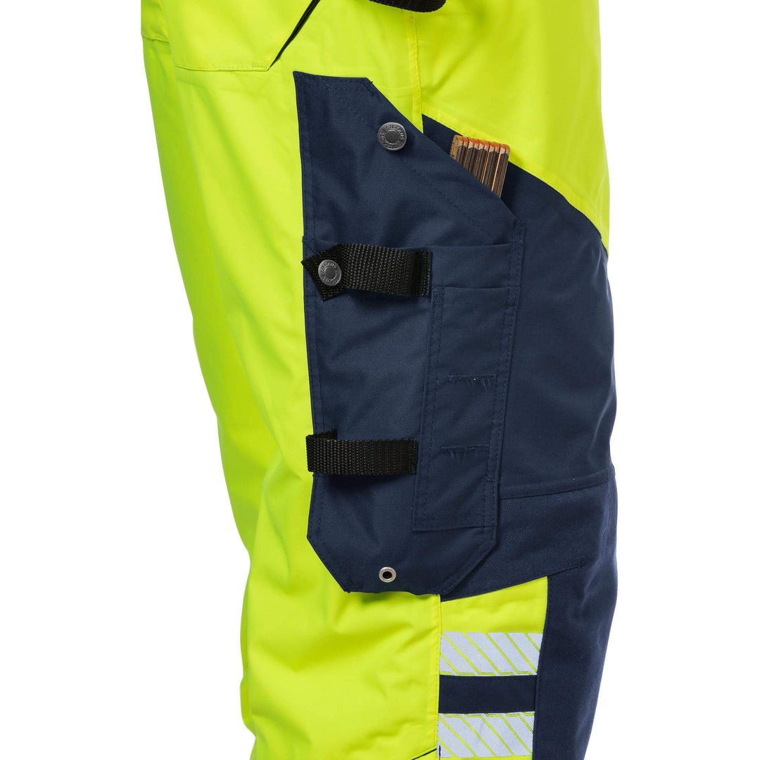 Fristads Hi-Vis Airtech Waterproof Breathable Knee Pad Shell Trousers Class 2 - 2515 GTT Hi-Vis Yellow/Navy Detail1#colour_hi-vis-yellow-navy