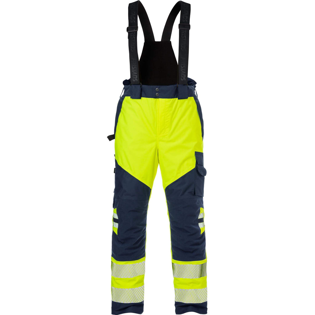 Fristads Hi-Vis Airtech Waterproof Breathable Knee Pad Shell Trousers Class 2 - 2515 GTT Hi-Vis Yellow/Navy Front1#colour_hi-vis-yellow-navy