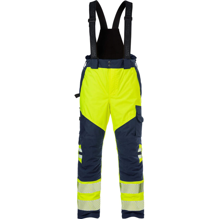 Fristads Hi-Vis Airtech Waterproof Breathable Knee Pad Shell Trousers Class 2 - 2515 GTT Hi-Vis Yellow/Navy Front1#colour_hi-vis-yellow-navy