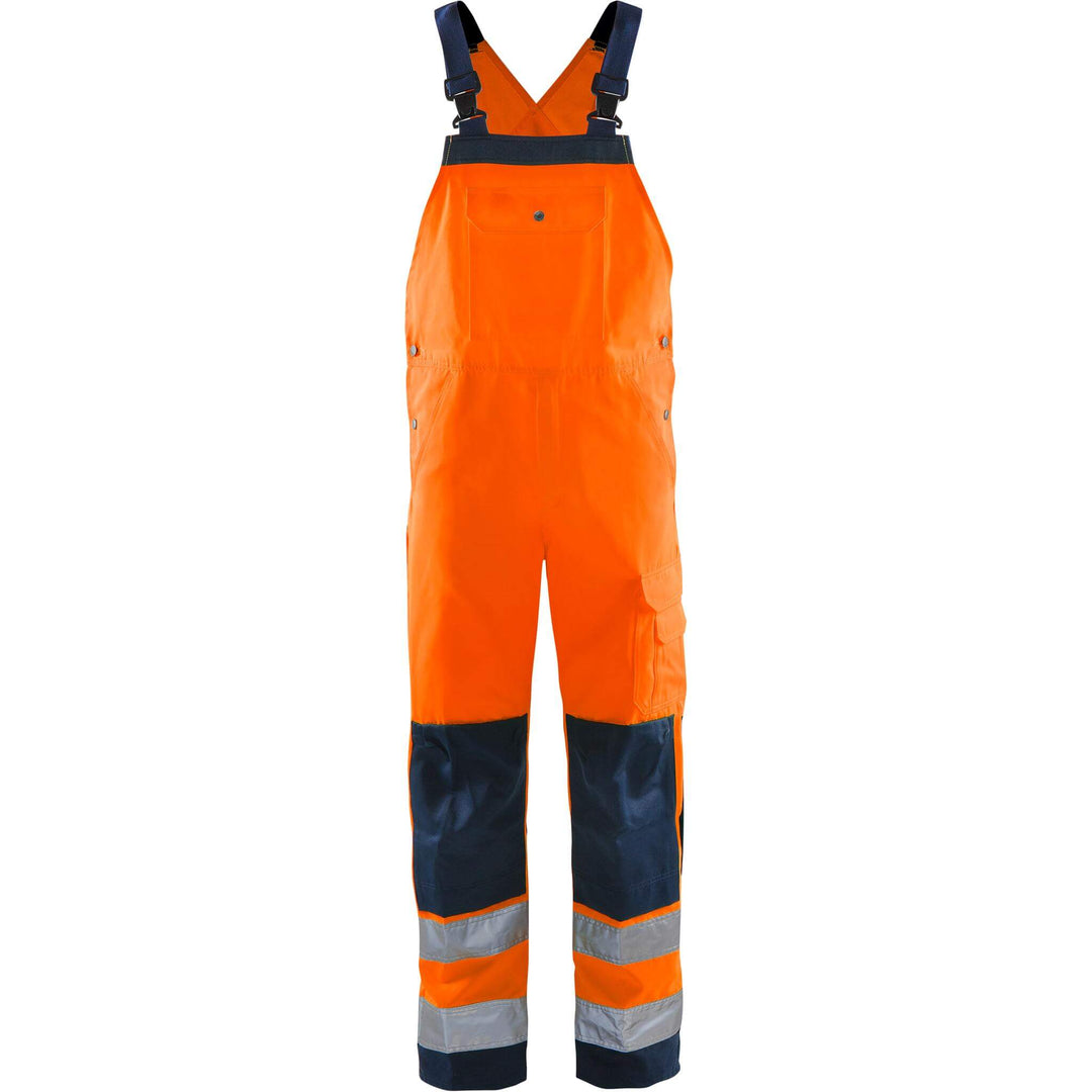 Fristads Hi-Vis Bib and Brace Class 2 - 1001 TH Hi-Vis Orange/Navy Front1#colour_hi-vis-orange-navy
