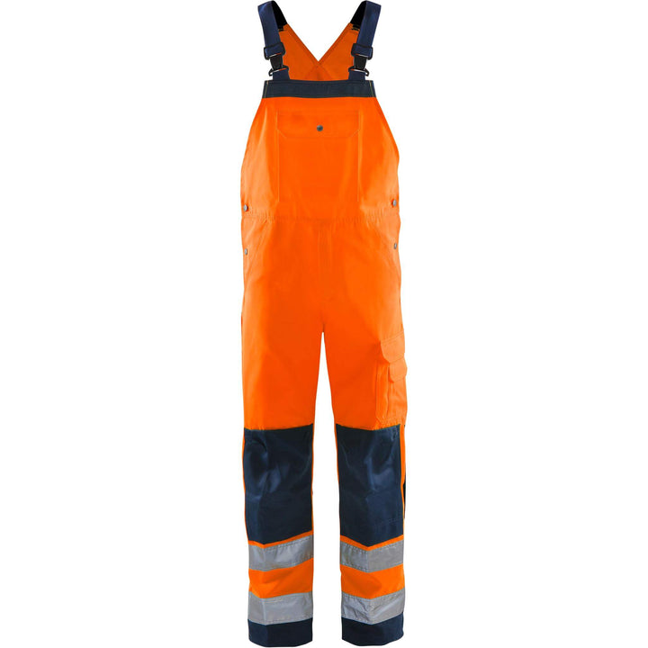 Fristads Hi-Vis Bib and Brace Class 2 - 1001 TH Hi-Vis Orange/Navy Front1#colour_hi-vis-orange-navy