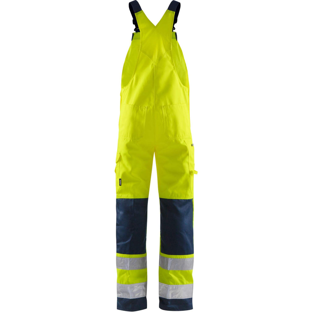 Fristads Hi-Vis Bib and Brace Class 2 - 1001 TH Hi-Vis Yellow/Navy Back1#colour_hi-vis-yellow-navy