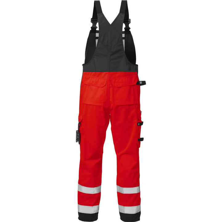 Fristads Hi-Vis Bib and Brace Class 2 - 1015 PLU Hi-Vis Red/Black Back1#colour_hi-vis-red-black