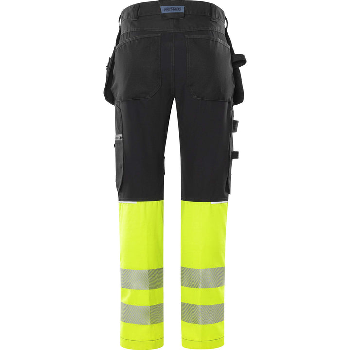 Fristads Hi-Vis Craftsman 4-Way-Stretch Panel Holster Pocket Trousers Class 1 - 2906 GWM Hi-Vis Yellow/Black Back1#colour_hi-vis-yellow-black