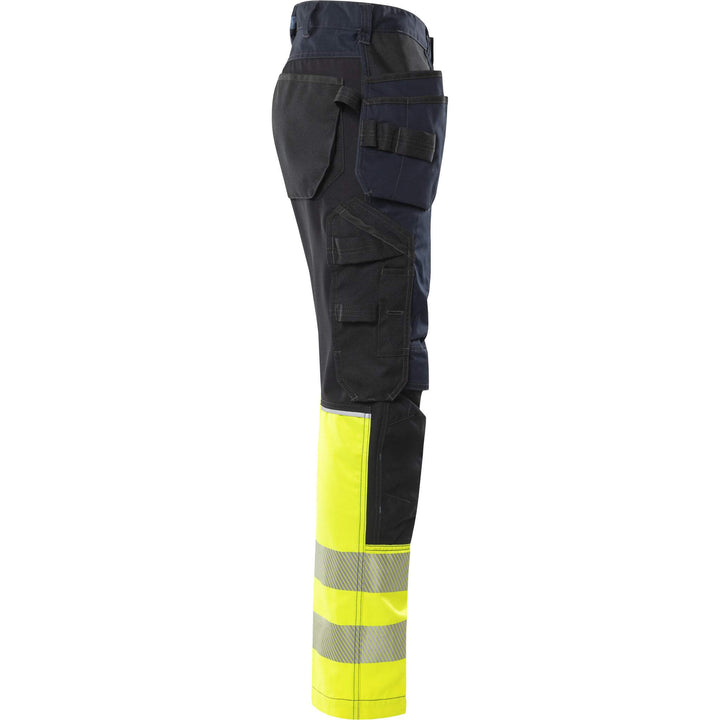 Fristads Hi-Vis Craftsman 4-Way-Stretch Panel Holster Pocket Trousers Class 1 - 2906 GWM Hi-Vis Yellow/Dark Navy Back3#colour_hi-vis-yellow-dark-navy