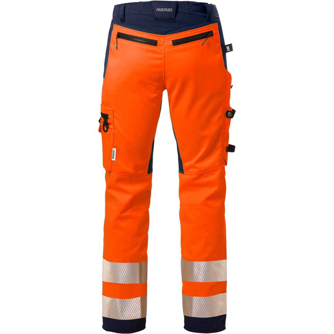 Fristads Hi-Vis Craftsman Cordura Holster Pocket Stretch Trousers Class 2 - 2707 PLU Hi-Vis Orange/Navy Back1#colour_hi-vis-orange-navy