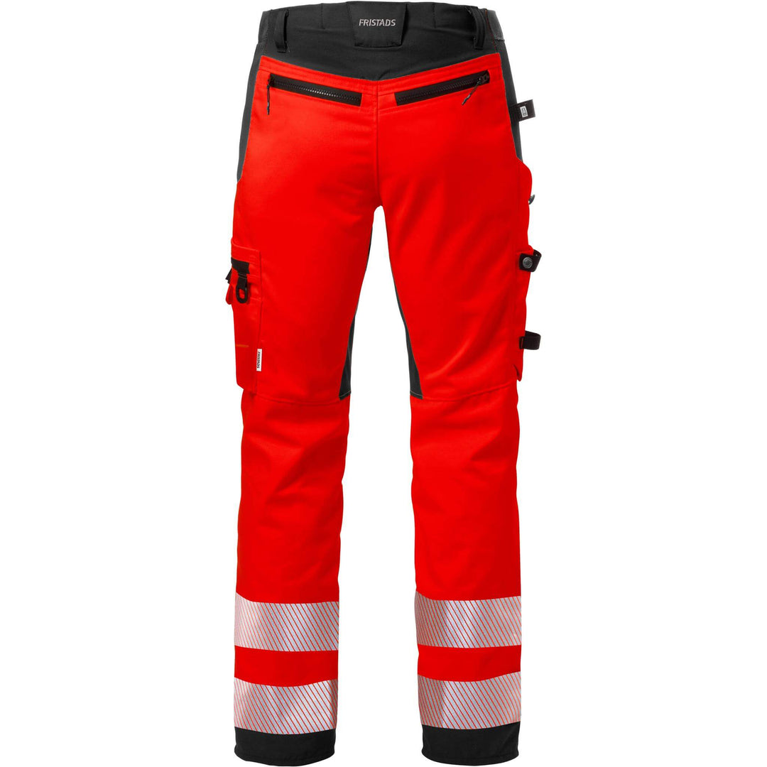Fristads Hi-Vis Craftsman Cordura Holster Pocket Stretch Trousers Class 2 - 2707 PLU Hi-Vis Red/Black Back1#colour_hi-vis-red-black