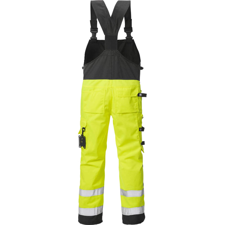 Fristads Hi-Vis Craftsman Holster Pocket Bib and Brace Class 2 - 1014 PLU Hi-Vis Yellow/Black Back1#colour_hi-vis-yellow-black