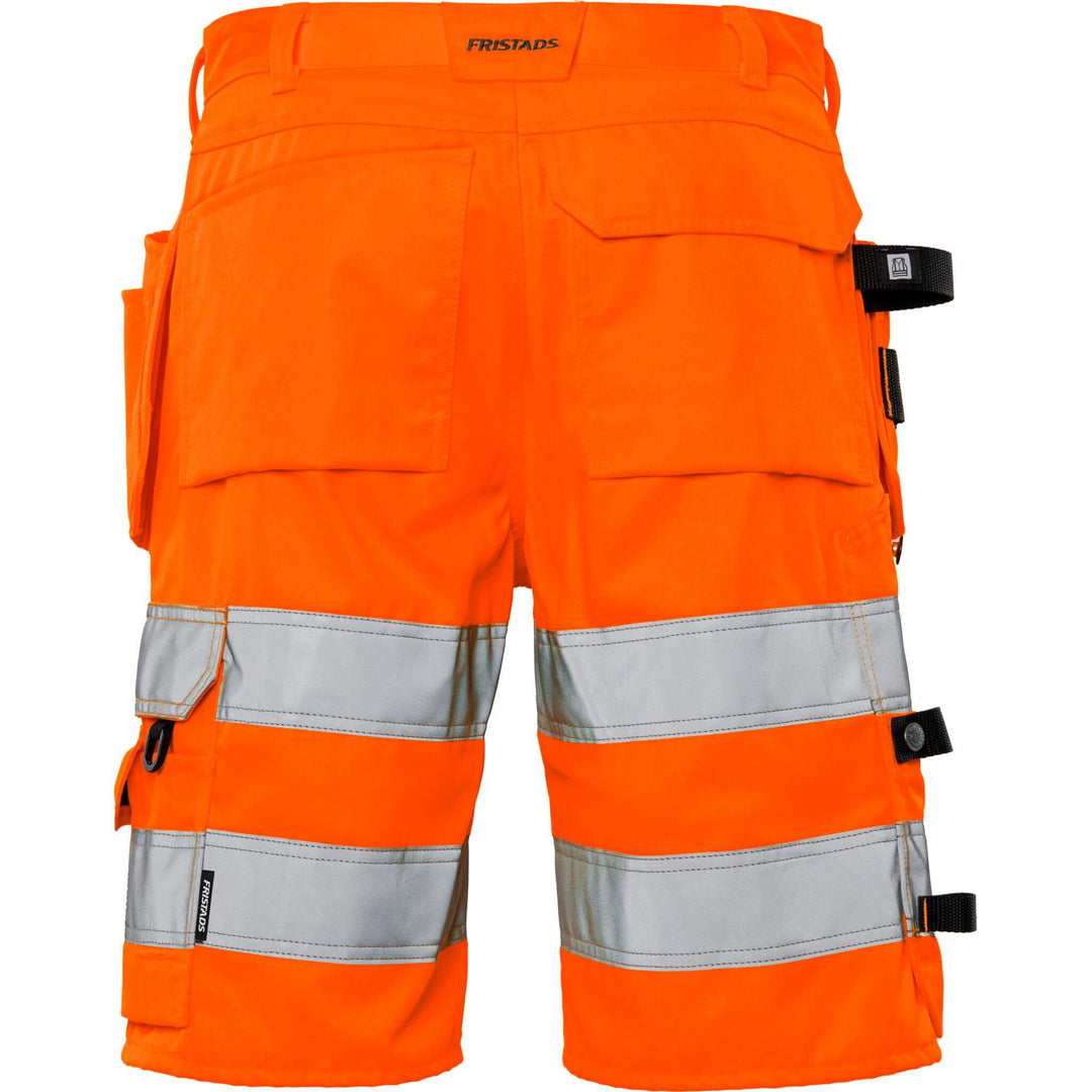 Fristads Hi-Vis Craftsman Holster Pocket Shorts Class 2 - 2028 PLU Hi-Vis Orange Back1#colour_hi-vis-orange