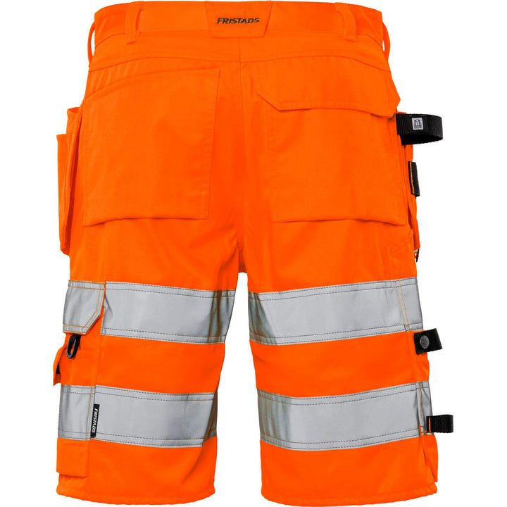 Fristads Hi-Vis Craftsman Holster Pocket Shorts Class 2 - 2028 PLU Hi-Vis Orange Back1#colour_hi-vis-orange