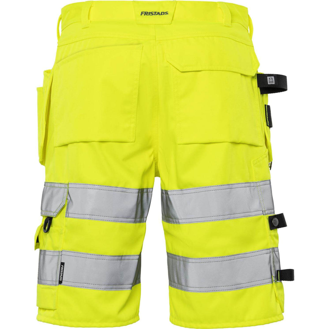 Fristads Hi-Vis Craftsman Holster Pocket Shorts Class 2 - 2028 PLU Hi-Vis Yellow Back1#colour_hi-vis-yellow