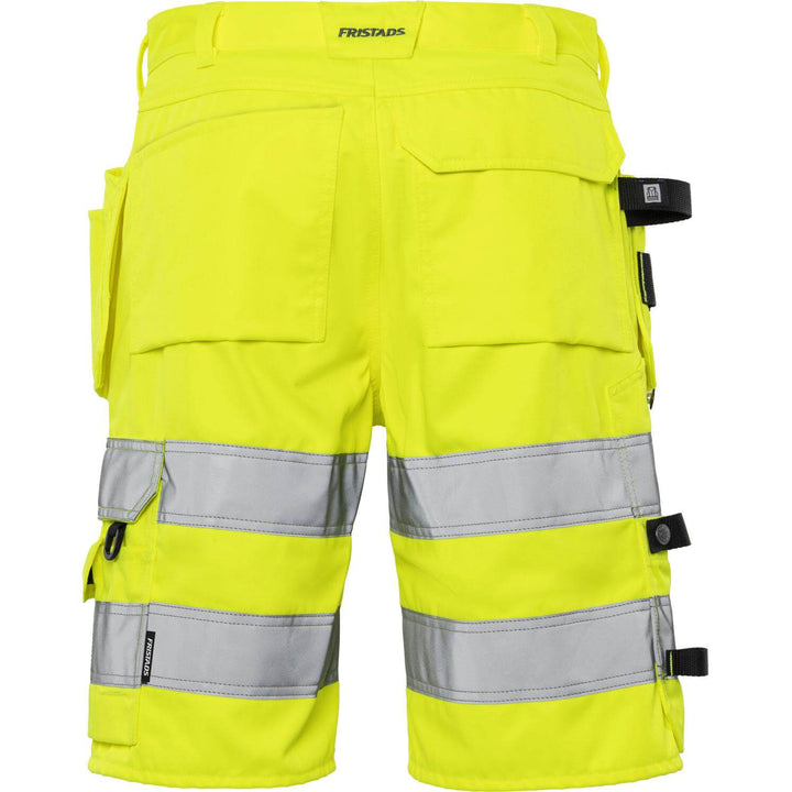 Fristads Hi-Vis Craftsman Holster Pocket Shorts Class 2 - 2028 PLU Hi-Vis Yellow Back1#colour_hi-vis-yellow