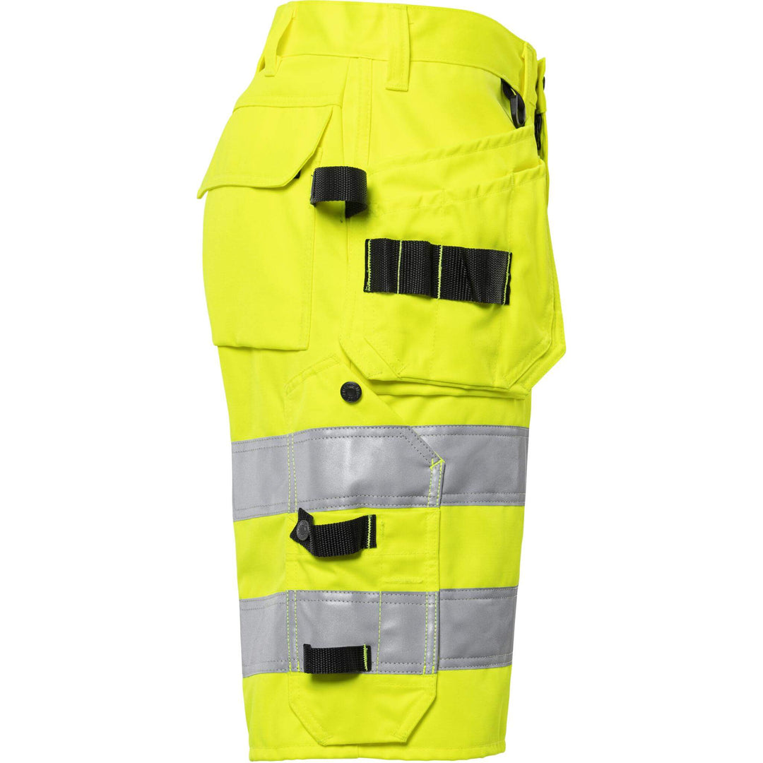 Fristads Hi-Vis Craftsman Holster Pocket Shorts Class 2 - 2028 PLU Hi-Vis Yellow Back3#colour_hi-vis-yellow