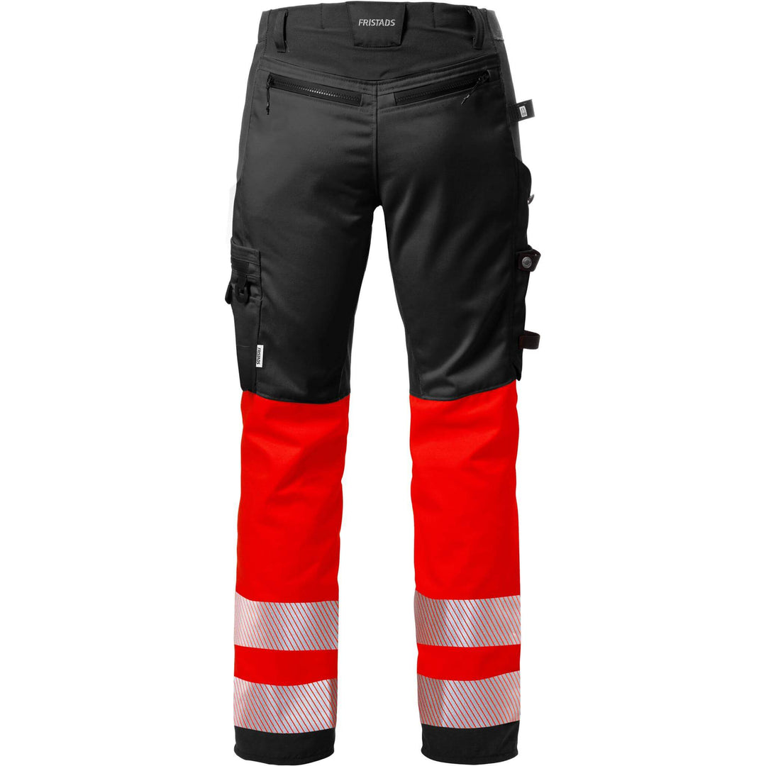 Fristads Hi-Vis Craftsman Holster Pocket Stretch Trousers Class 1 - 2706 PLU Hi-Vis Red/Black Back1#colour_hi-vis-red-black