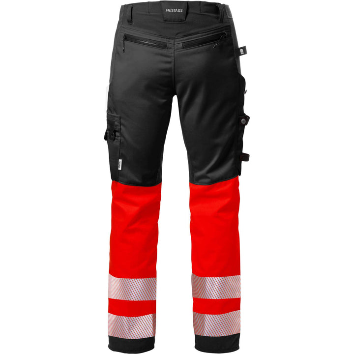 Fristads Hi-Vis Craftsman Holster Pocket Stretch Trousers Class 1 - 2706 PLU Hi-Vis Red/Black Back1#colour_hi-vis-red-black