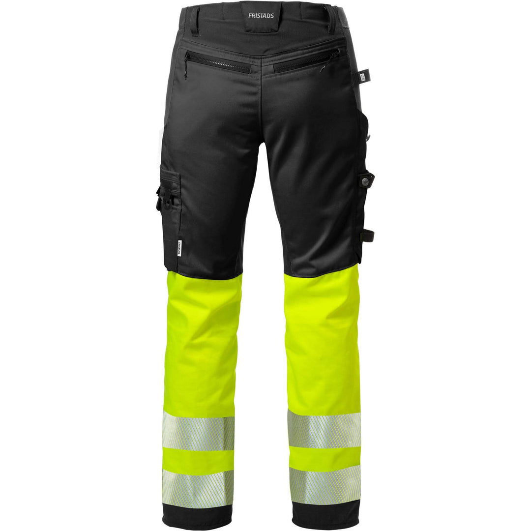Fristads Hi-Vis Craftsman Holster Pocket Stretch Trousers Class 1 - 2706 PLU Hi-Vis Yellow/Black Back1#colour_hi-vis-yellow-black