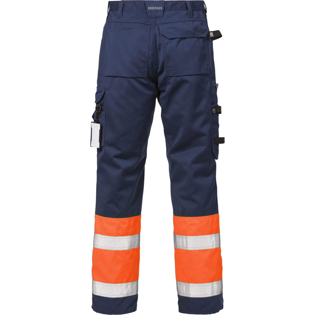 Fristads Hi-Vis Craftsman Holster Pocket Trousers Class 1 - 2029 PLU Hi-Vis Orange/Navy Back1#colour_hi-vis-orange-navy